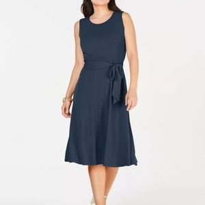 Charter Club Navy Tie Waist Sleeveless Dress XL